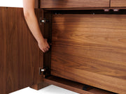 Transformer Table Nova sideboard buffet in a modern design, shown closed with spacious storage cabinets