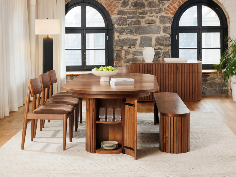 Transformer Table round dining table in a modern wood finish