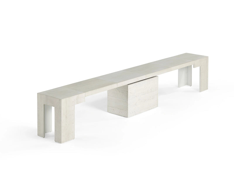 Transformer Table Transformer Bench in modern wood finish, shown as a versatile seating bench