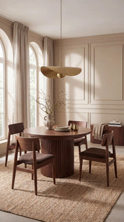 Transformer Table round dining set with expandable round table and matching chairs.