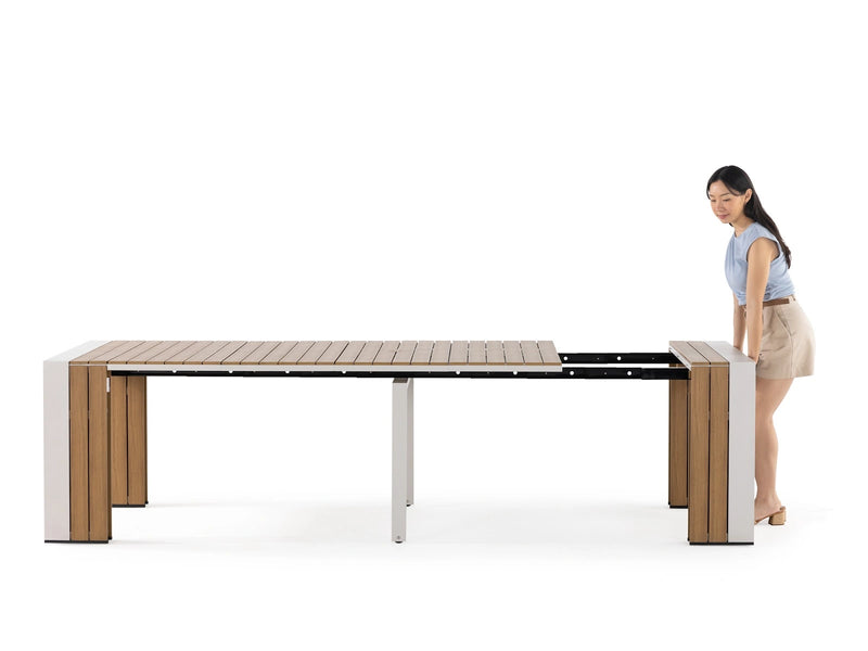 Transformer Table outdoor dining table by Transformer Table in a modern outdoor setting
