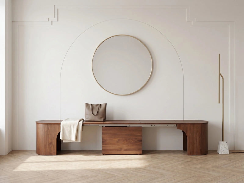 Transformer Table Eclipse bench in a modern minimalist design”】【