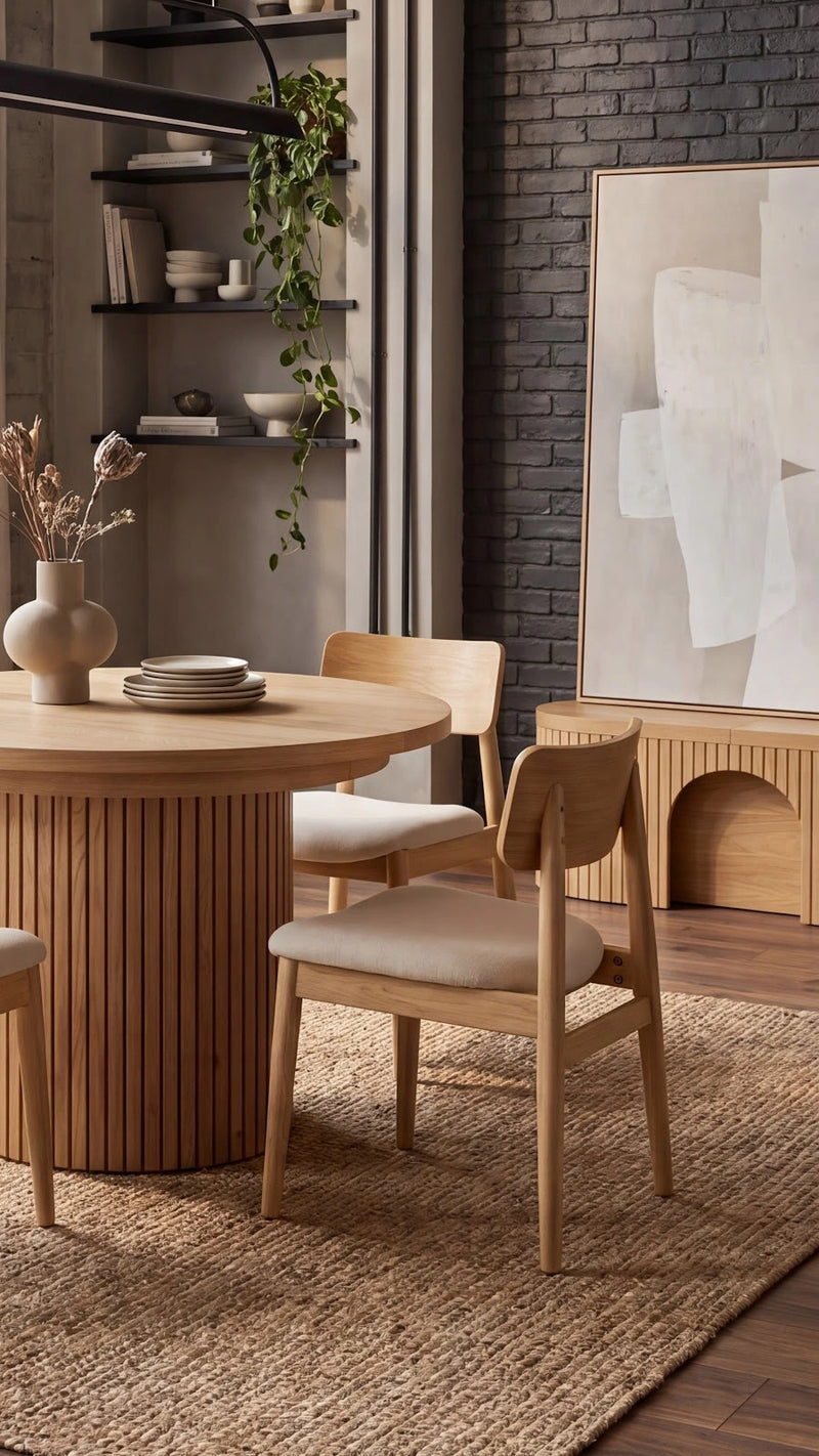 Transformer Table round dining set with expandable round table and matching dining chairs