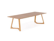 Transformer Table Nova dining table in a modern wood finish, shown expanded for seating versatility