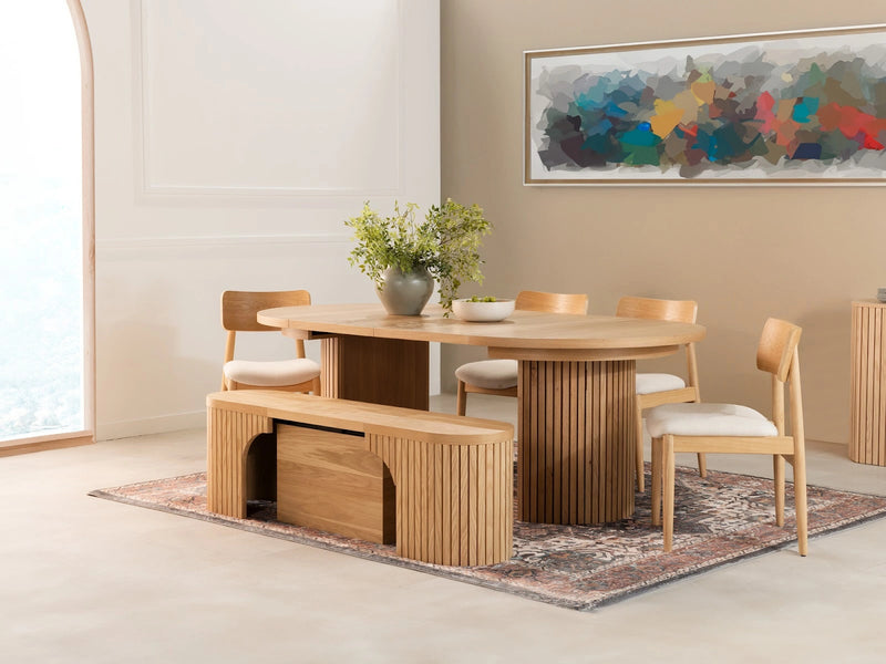 Transformer Table round dining set with expandable round table and matching dining chairs