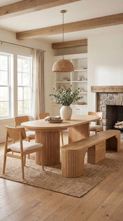Transformer Table round dining set with a round tabletop and matching dining chairs