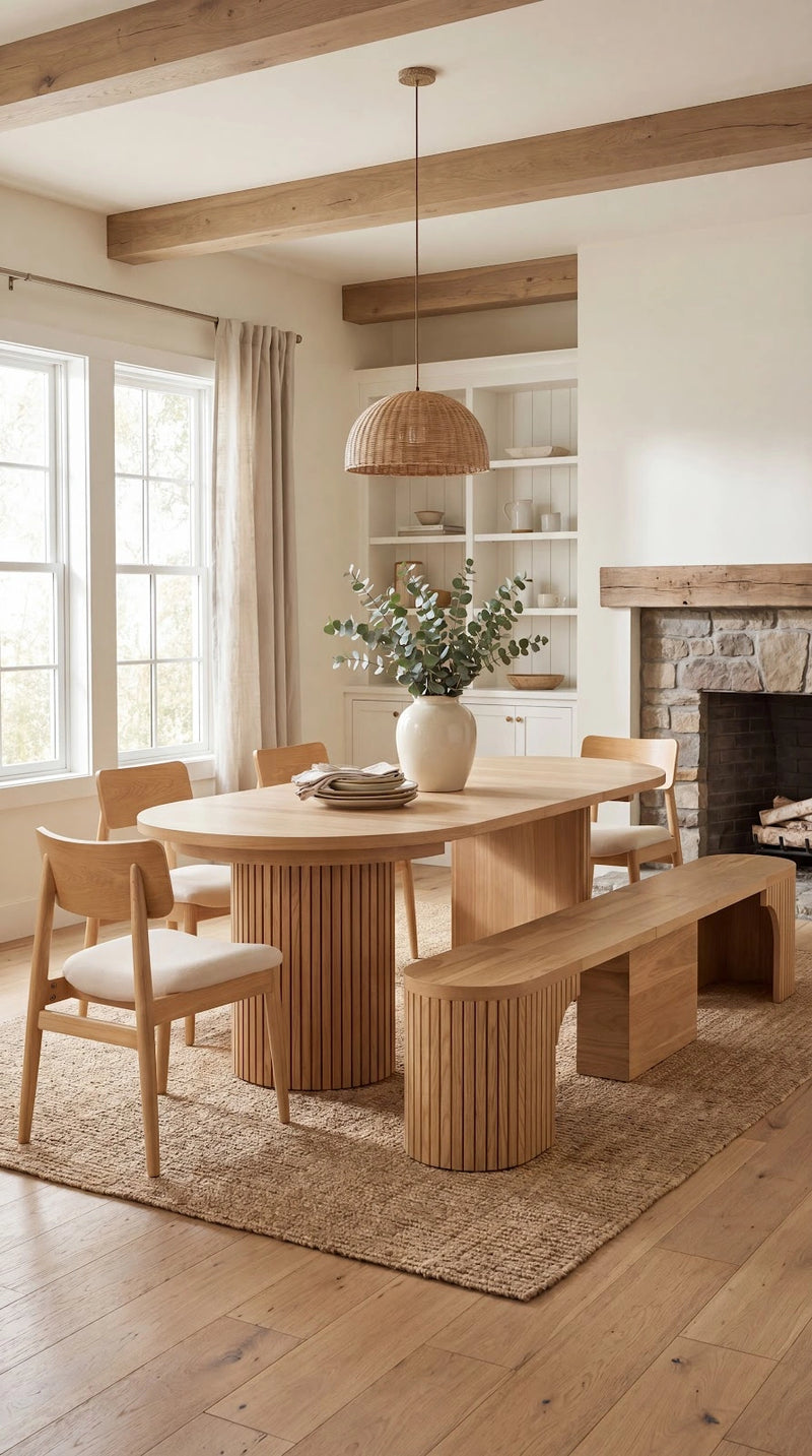 Transformer Table round dining set with a round tabletop and matching dining chairs