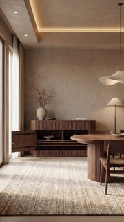 Transformer Table round sideboard buffet in a modern design with spacious storage compartments