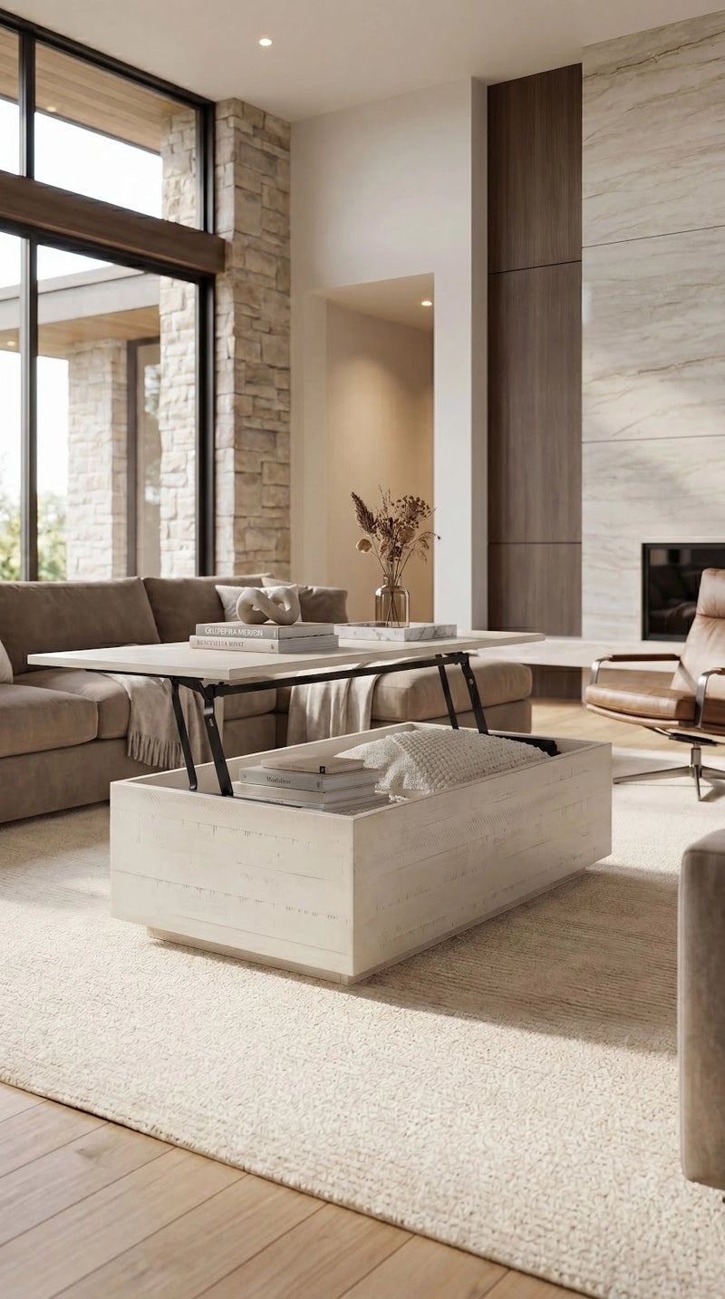 Transformer Table coffee table with a compact design and adjustable extension mechanism