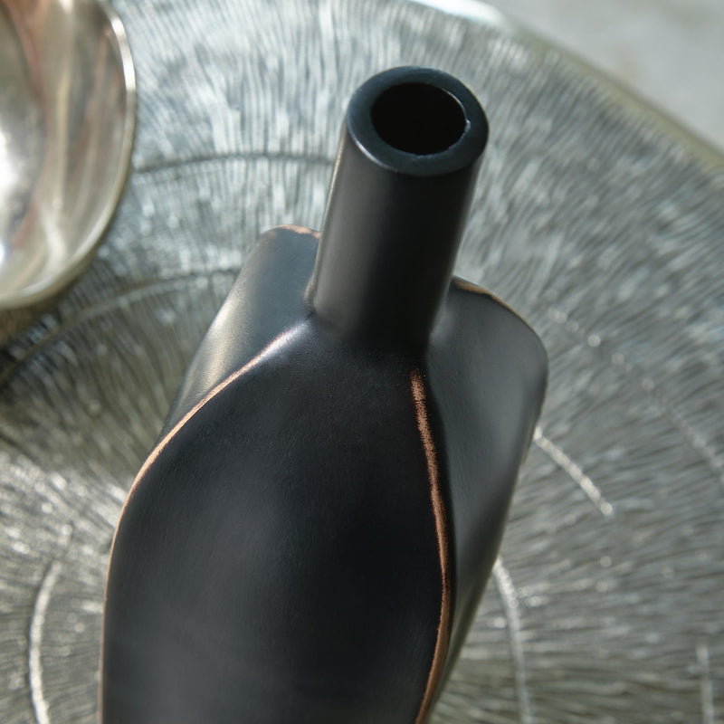 Elegant Rhaveney vase by Ashley Furniture with intricate textured design, perfect for decorative displays.