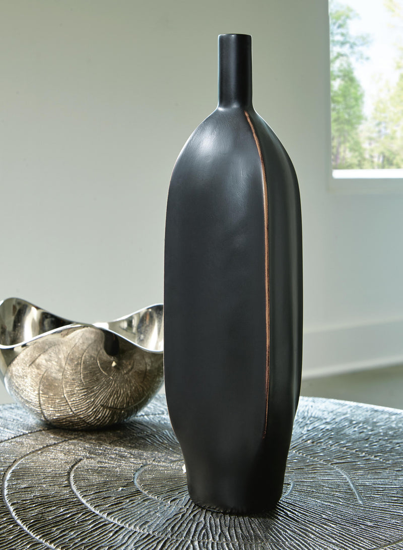 Ashley Furniture Rhaveney Vase, decorative ceramic vase with intricate patterns and a glossy finish.