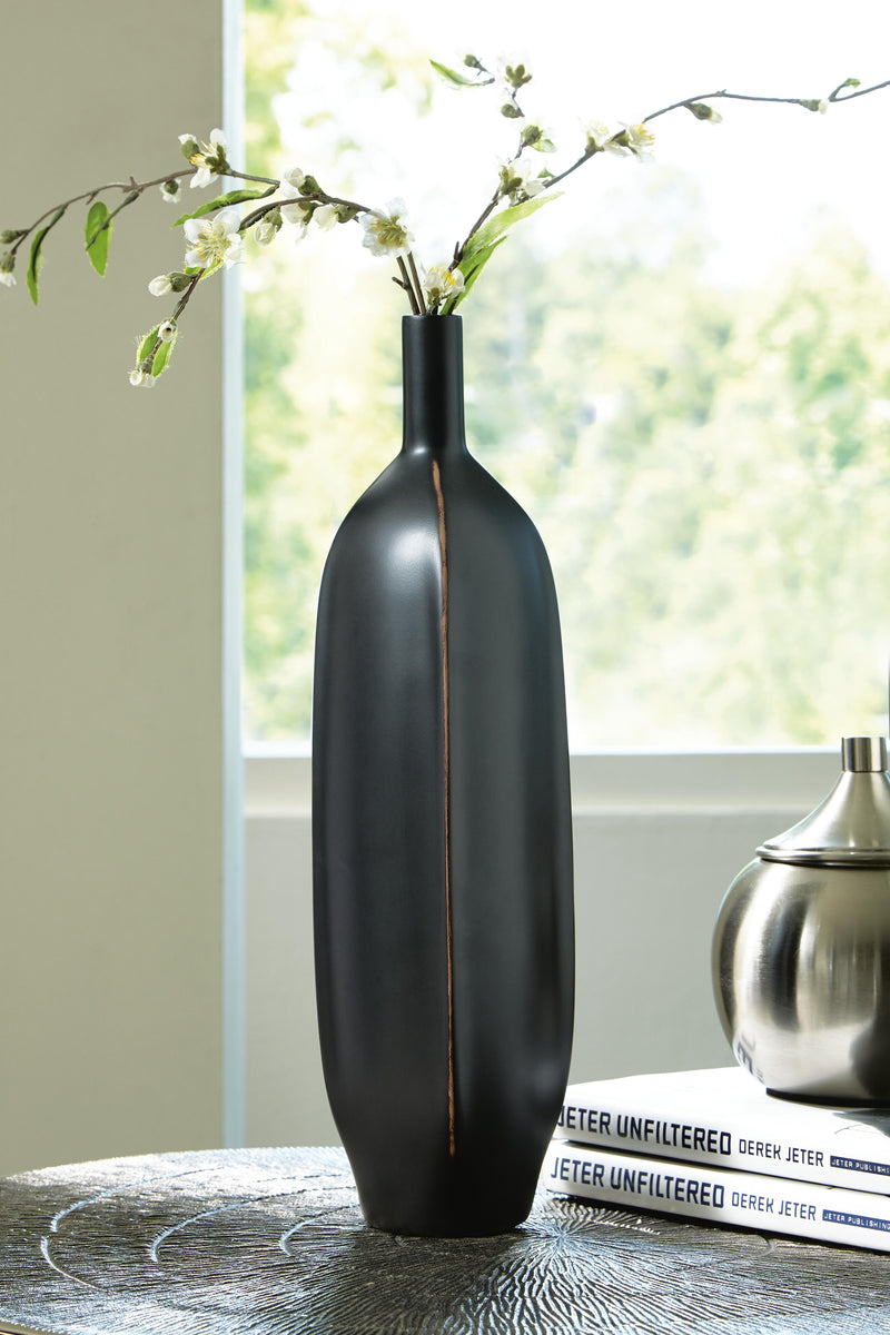 Ashley Furniture Rhaveney Vase, elegant ceramic vase with intricate patterns, suitable for decorative display or floral arrangements