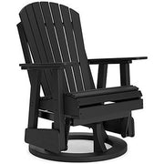 Ashley Furniture Hyland Wave outdoor swivel glider chair for patio dining, showing a comfortable cushioned outdoor seating option.