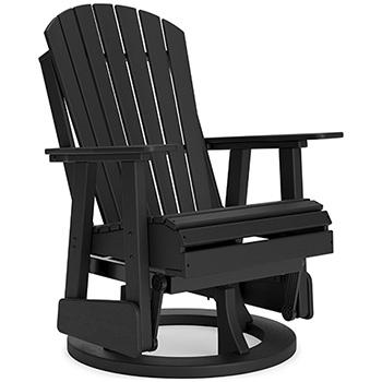 Ashley Furniture Hyland Wave outdoor swivel glider chair for patio dining, showing a comfortable cushioned outdoor seating option.