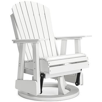 Ashley Furniture Hyland Wave outdoor swivel glider chair, outdoor dining chair with cushioned seat and armrests, perfect for patio lounging.