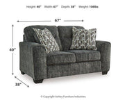 Ashley Furniture Lonoke Living Room Set featuring a sofa and loveseat with neutral upholstery and modern design.