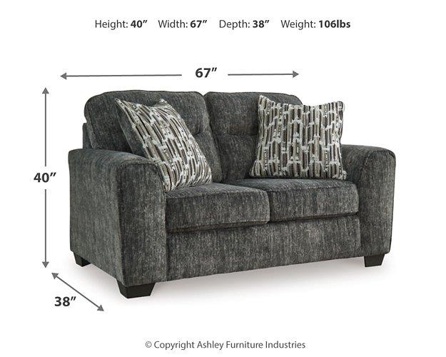 Ashley Furniture Lonoke Living Room Set featuring a sofa and loveseat with neutral upholstery and modern design.