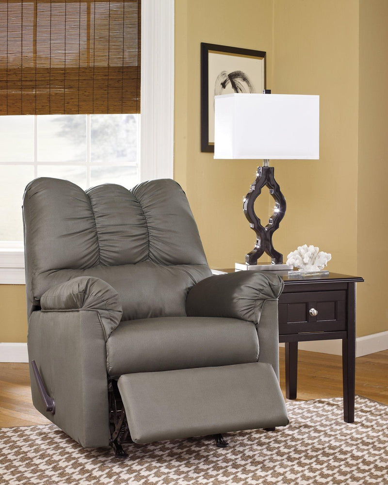 Ashley Furniture Darcy Living Room Set with sofa, loveseat, and coffee table in a modern living room setting.