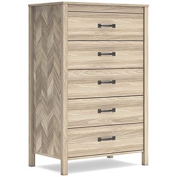 Ashley Furniture Battelle chest of drawers with six spacious wooden drawers and sleek modern design.