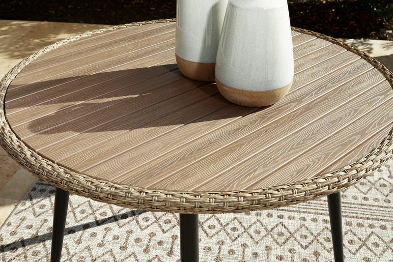 Amaris outdoor dining set by Ashley Furniture featuring a table and chairs for patio or garden outdoor dining.
