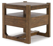 Cabalynn end table by Ashley Furniture featuring a sleek wooden surface and modern design, perfect for living room decor.