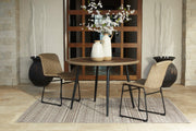 Outdoor dining set by Ashley Furniture featuring a table and chairs, perfect for outdoor meals and gatherings.