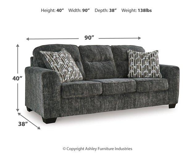 Ashley Furniture Lonoke living room set with sofa and armchair in neutral fabric, modern design, and plush cushions.