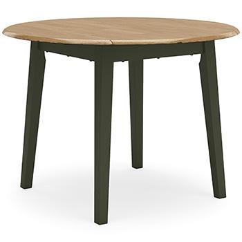 Ashley Furniture Gesthaven dining room set with a wooden table and six upholstered chairs in a modern dining space.