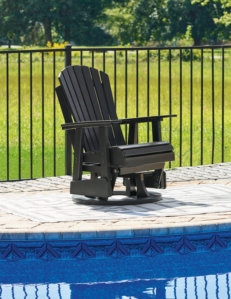 Ashley Furniture Hyland Wave outdoor swivel glider chair for patio and garden, featuring a stylish design and comfortable seating.