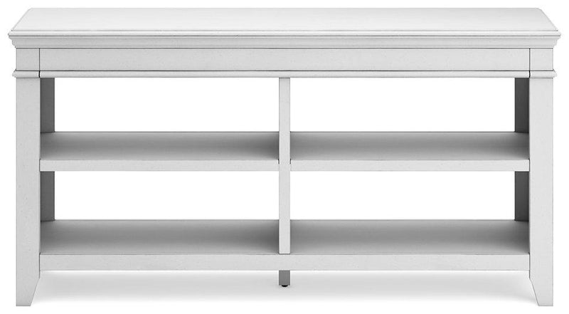 Ashley Furniture Kanwyn Credenza curio cabinet with glass doors and wooden shelves, showcasing a stylish storage display piece.