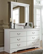 Anarasia dresser and mirror by Ashley Furniture featuring a sleek wooden dresser with a matching framed mirror.