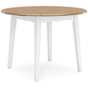Ashley Furniture Gesthaven dining room set featuring a wooden table and six matching chairs in a modern dining space.