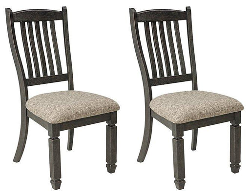 Ashley Furniture Tyler Creek dining chair set featuring four upholstered wooden chairs with a classic design.