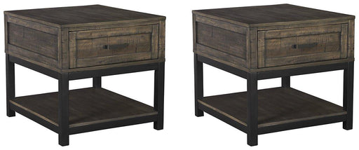 Ashley Furniture Johurst end table set featuring two stylish wooden tables with a modern design and warm finish.