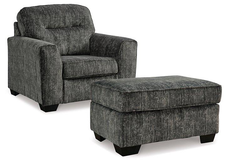 Ashley Furniture Lonoke living room set with a sofa, loveseat, and armchair in a modern fabric upholstery arrangement.