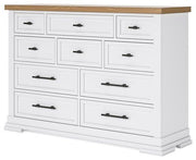 Ashley Furniture Ashbryn Dresser with multiple drawers and a sleek wood finish, ideal for modern bedroom storage.