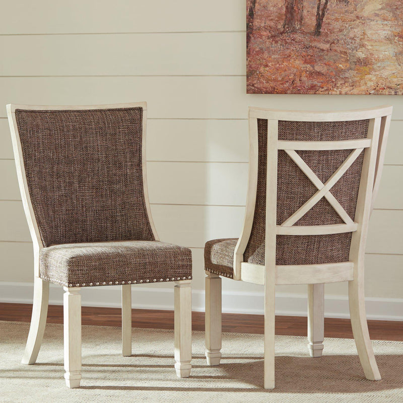 Bolanburg dining chair by Ashley Furniture featuring a wooden frame and upholstered seat in a classic design.
