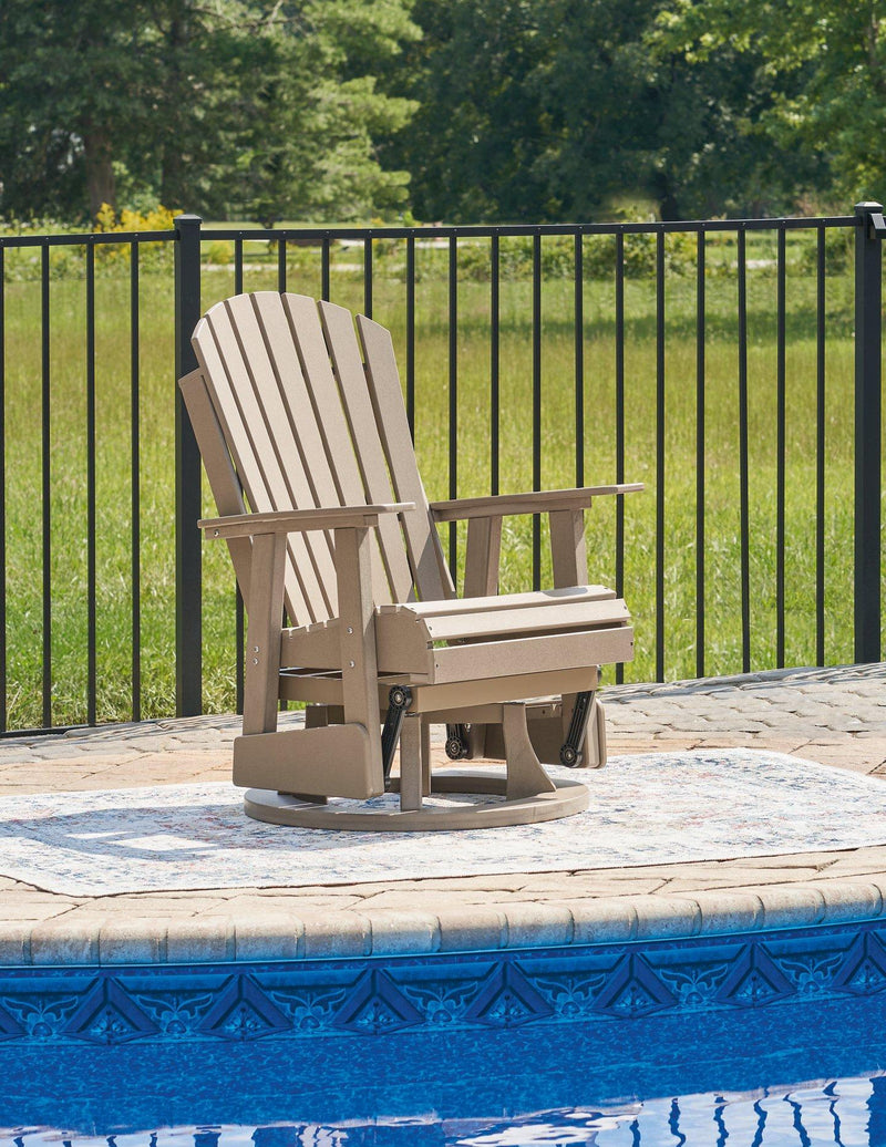 Ashley Furniture Hyland Wave outdoor swivel glider chair, outdoor dining chair with cushioned seat and backrest, perfect for patio relaxation