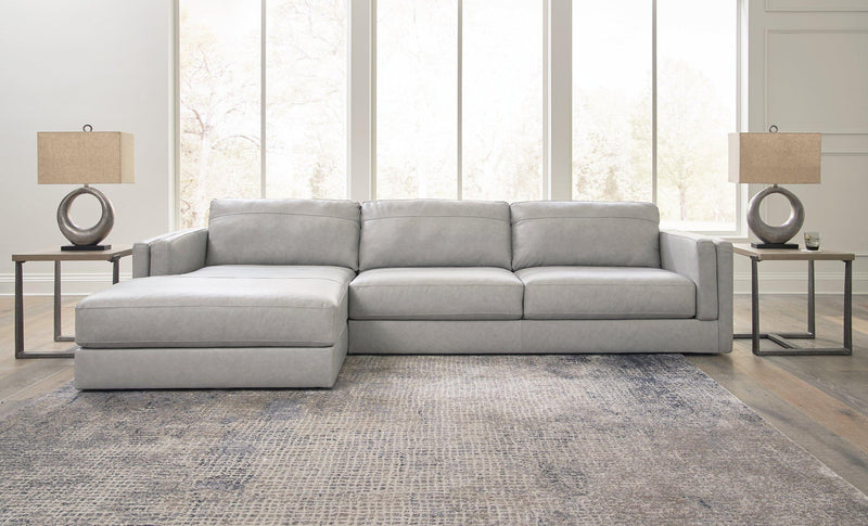 Ashley Furniture Amiata sectional with chaise, showcasing a modern upholstered sofa with comfortable seating and stylish design.