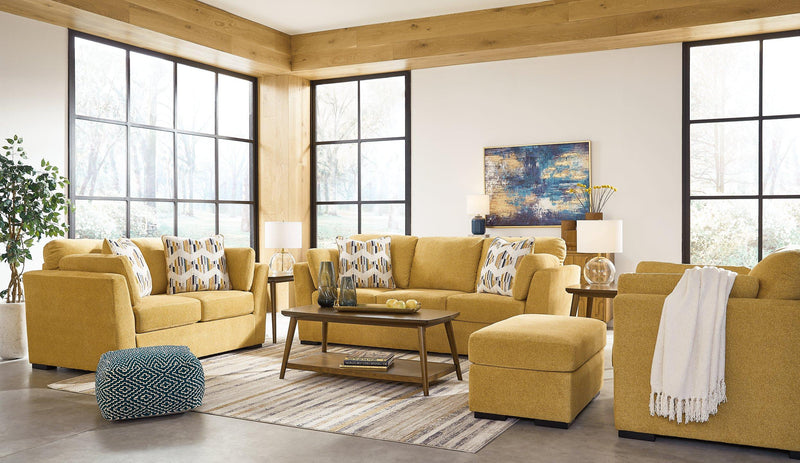 Ashley Furniture Keerwick living room set featuring a sofa and matching loveseat with plush upholstery and modern design.