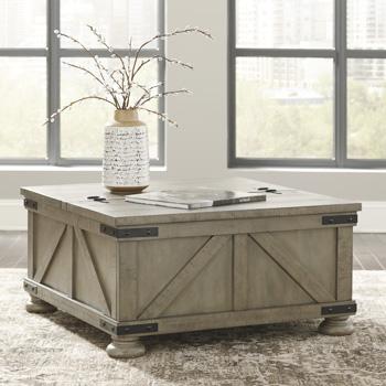 Ashley Furniture Aldwin Table Set featuring a wooden dining table and matching chairs in a contemporary design.