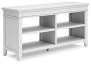 Ashley Furniture Kanwyn Credenza curio with glass doors and wooden shelves, showcasing a stylish and functional display cabinet.