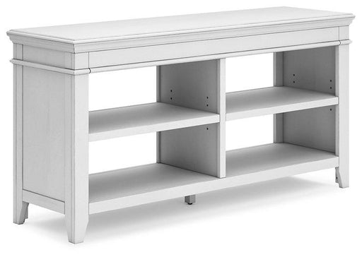 Ashley Furniture Kanwyn Credenza curio with glass doors and wooden shelves, showcasing a stylish and functional display cabinet.