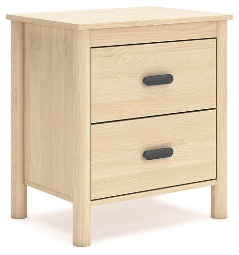 Ashley Furniture Cabinella nightstand with a dark wood finish and sleek drawer handle, designed for bedroom storage and style.