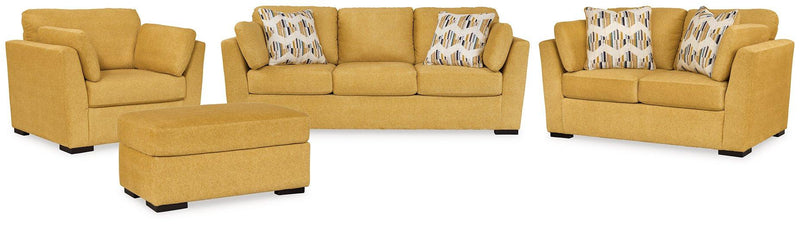 Ashley Furniture Keerwick living room set with upholstered sofa and matching armchair in a modern design.