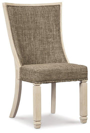 Bolanburg dining chair by Ashley Furniture with a wooden frame and upholstered seat, shown in a modern dining room setting.
