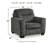 Ashley Furniture Lonoke living room set featuring a sofa and armchair with neutral fabric and modern design.