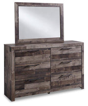 Ashley Furniture Derekson dresser and mirror set, featuring a stylish wood dresser with a matching mirror for bedroom decor.