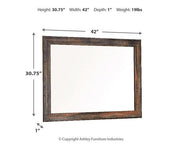 Ashley Furniture Drystan bedroom mirror reflecting a modern wooden frame and stylish design for bedroom decor.