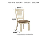 Ashley Furniture Bolanburg dining chair with a modern design, featuring a wooden frame and upholstered seat and back.